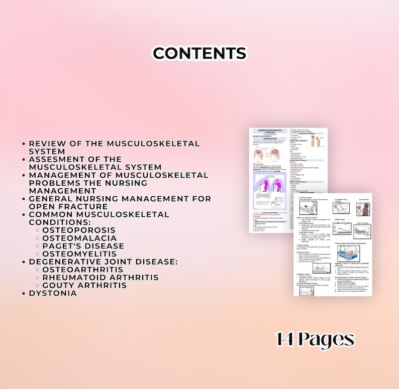 Orthopedic Nursing Notes | Medical-Surgical Study Guide for Nursing & Med Students | PDF (Digital Download) - Image 2