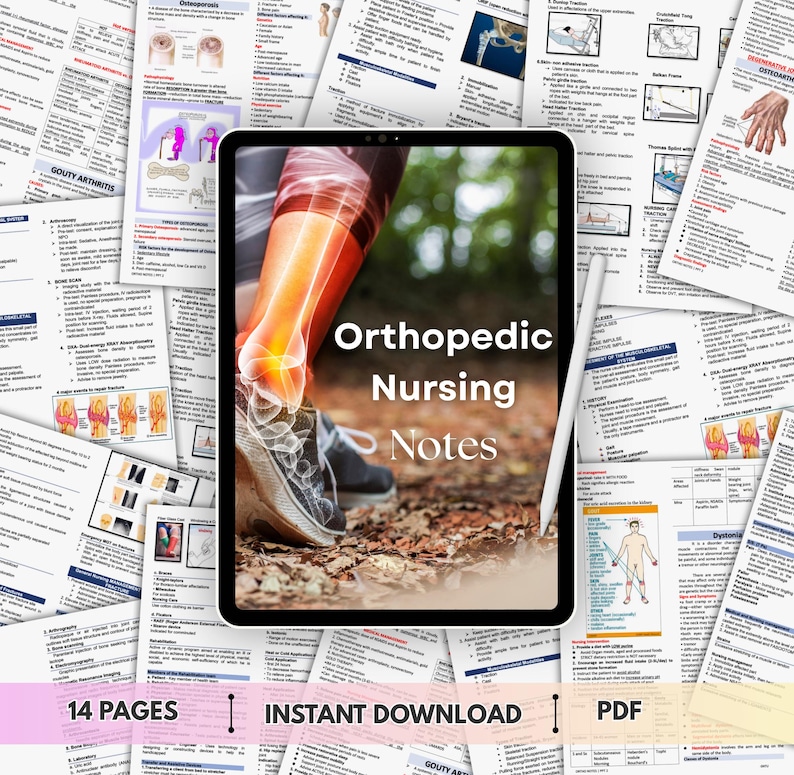 Orthopedic Nursing Notes | Medical-Surgical Study Guide for Nursing & Med Students | PDF (Digital Download)