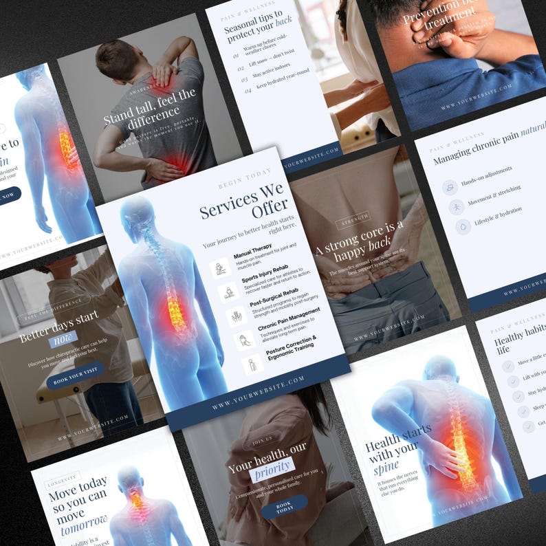 Chiropractor Instagram Templates | Chiropractic Clinic Templates | physical therapy posts | wellness | - Image 3