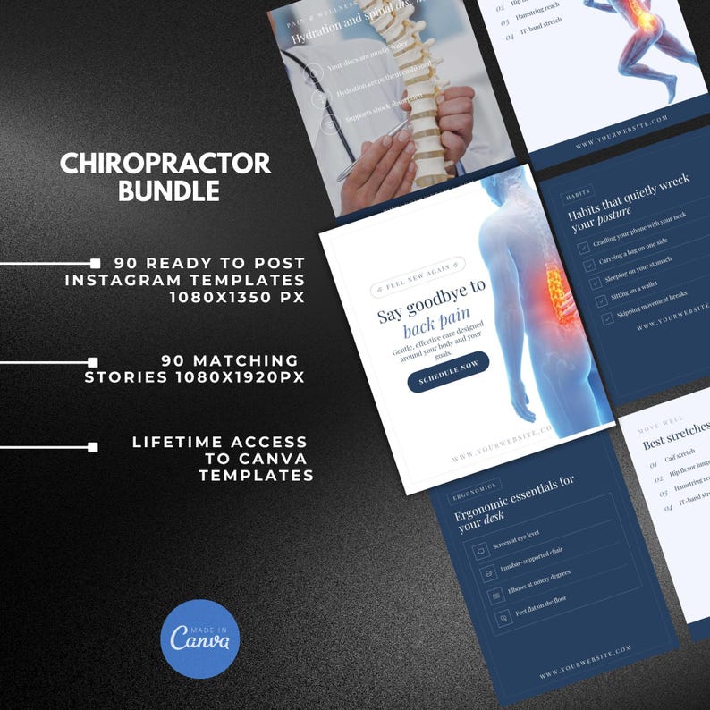 Chiropractor Instagram Templates | Chiropractic Clinic Templates | physical therapy posts | wellness | - Image 6