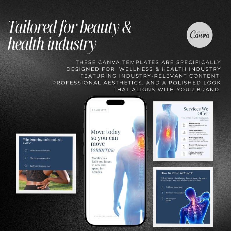 Chiropractor Instagram Templates | Chiropractic Clinic Templates | physical therapy posts | wellness | - Image 11