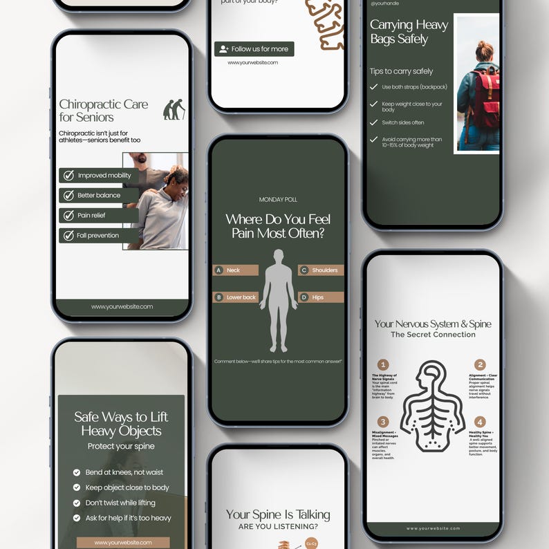 Chiropractic Wellness Social Media Posts Chiropractor Instagram Templates Chiropractic Clinic Templates Chiropractic Wellness Branding Canva - Image 6