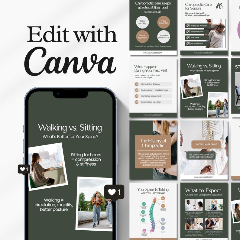 Chiropractic Wellness Social Media Posts Chiropractor Instagram Templates Chiropractic Clinic Templates Chiropractic Wellness Branding Canva - Image 4