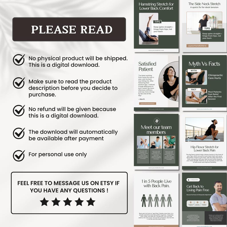 Chiropractic Wellness Social Media Posts Chiropractor Instagram Templates Chiropractic Clinic Templates Chiropractic Wellness Branding Canva - Image 9