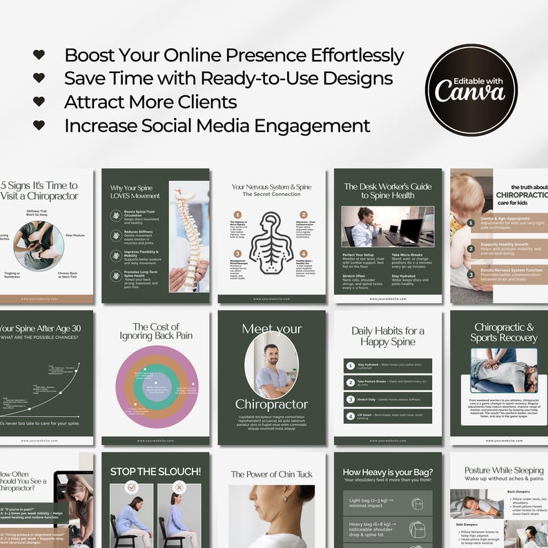 Chiropractic Wellness Social Media Posts Chiropractor Instagram Templates Chiropractic Clinic Templates Chiropractic Wellness Branding Canva - Image 5