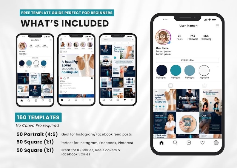 Doctor Instagram Content & Healthcare Templates | Orthopedic Clinic Social Media Bundle | Fully Editable in Canva - Image 3