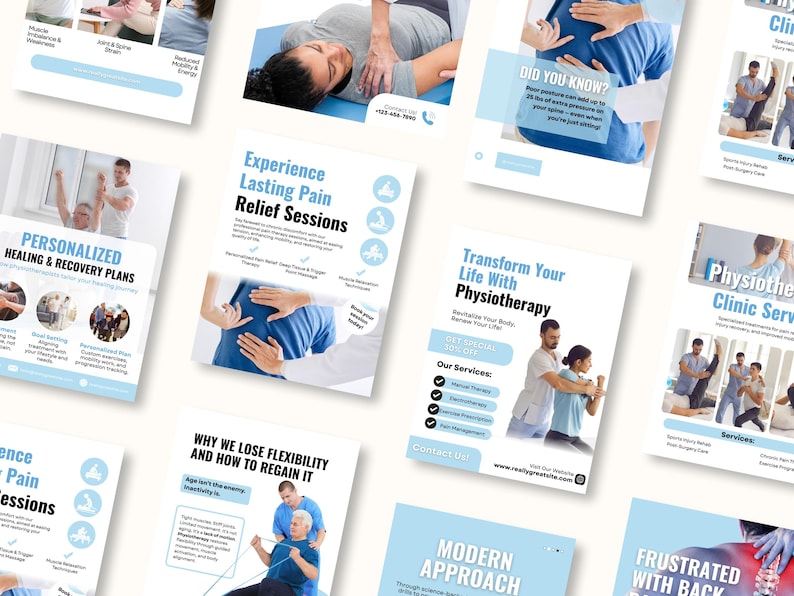 Physiotherapy & Rehabilitation Instagram Post, Posture Correction, Therapy, Back Pain Recovery, Health Coach, Medical Social Media Templates - Image 3