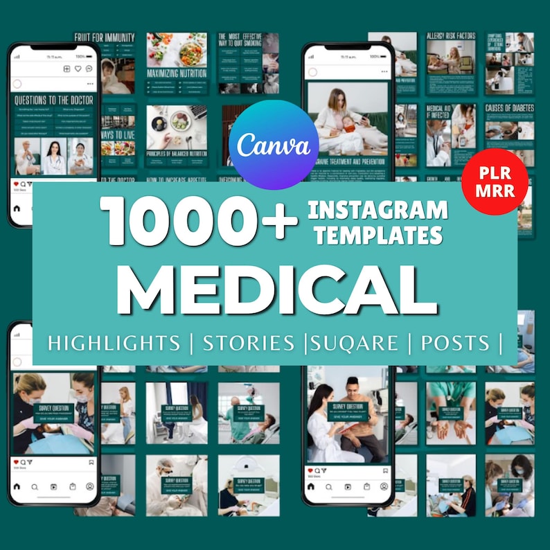 Orthopedic Surgeon Instagram Templates | Medical Canva Posts & Stories | Fully Editable Clinic Marketing Content Bundle