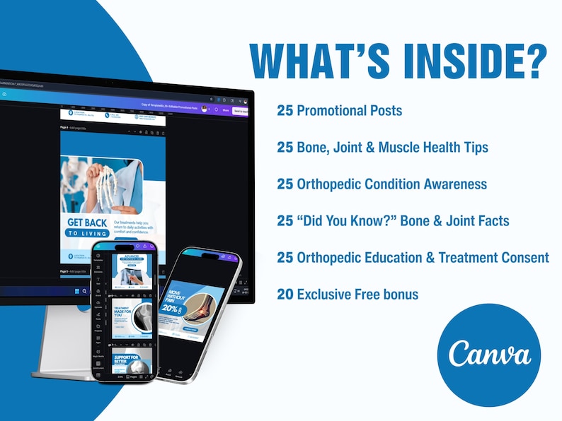 The Ultimate Orthopedic Clinic Social Media Kit | 100+ Fully Editable Canva Templates for Medical Professionals - Image 2