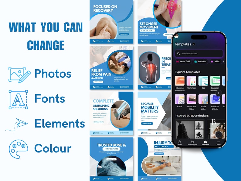 The Ultimate Orthopedic Clinic Social Media Kit | 100+ Fully Editable Canva Templates for Medical Professionals - Image 7